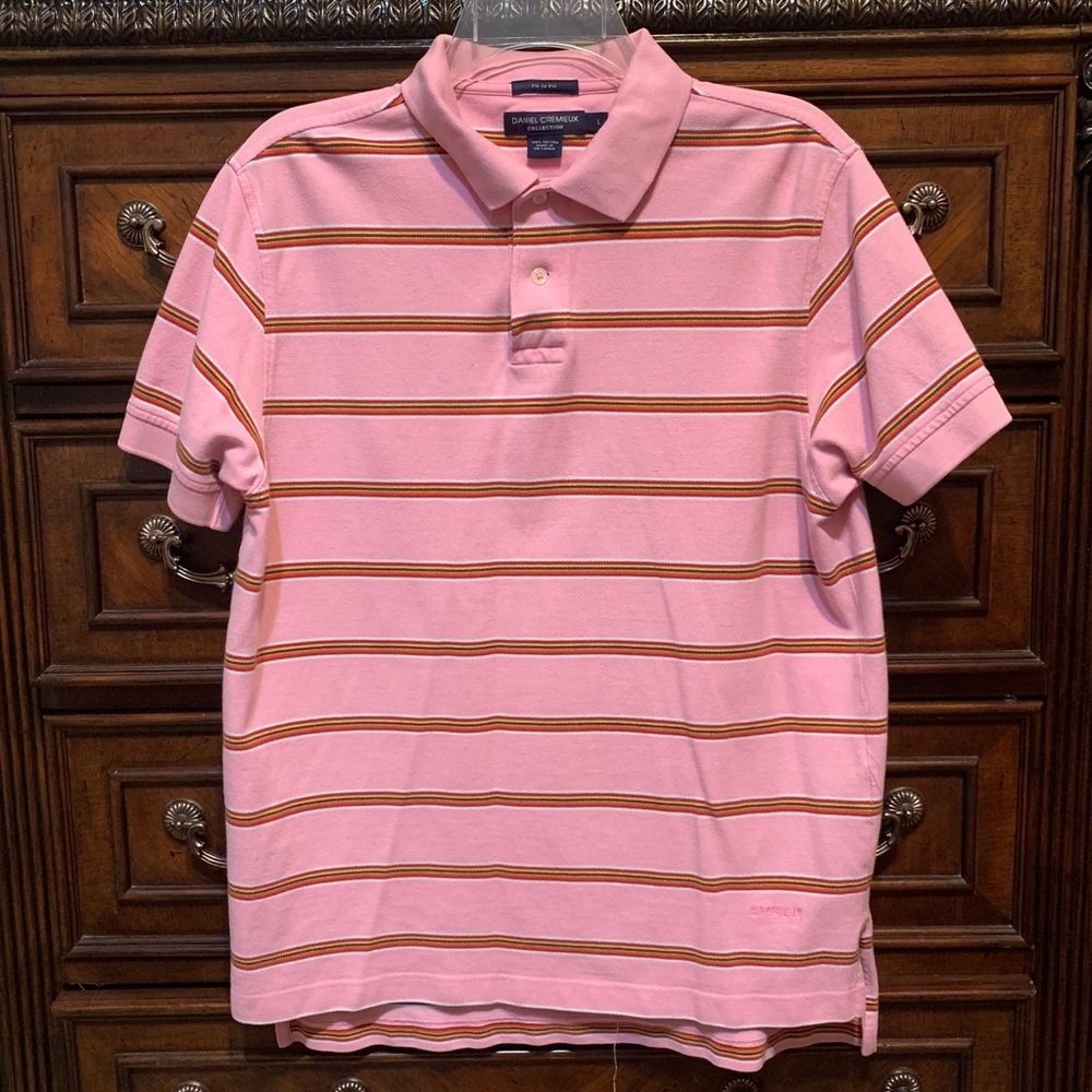 Daniel Cremieux pink stripes polo shirt size L
